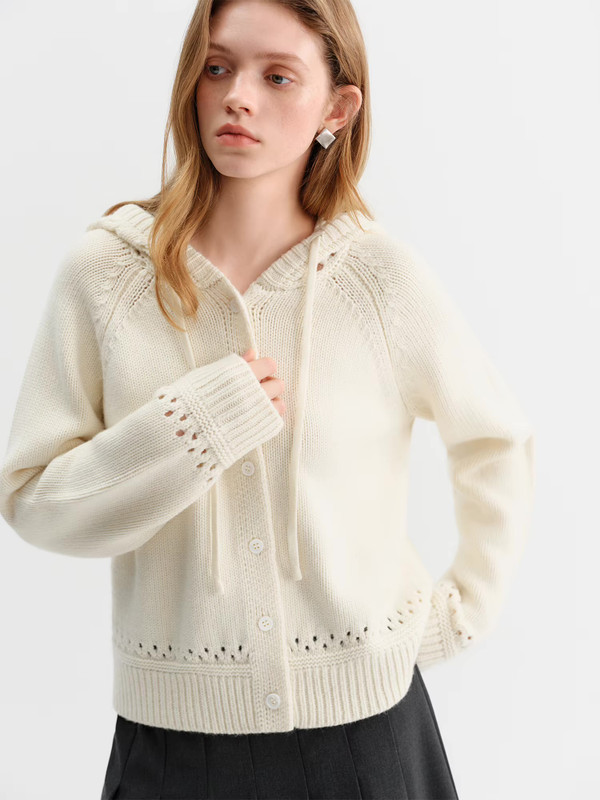 Women’s woman womens petite-, tall-, plus-, size Light Luxury High-quality Elegant evening party club wfh office commute work wear bohemian round o-neck Crewneck button close long sleeves Hooded Cardigan Fashion Boho sweater Cardigans in white