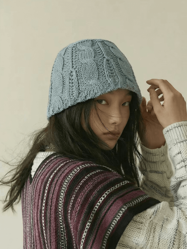 Women’s woman womens petite-, tall-, plus-, size Light Luxury High-quality Elegant evening party club wfh office commute work wear cable-stitch ribbed Jacquard knitted Beanie Hat Fashion headwear Skullies & Beanies hats in dusk blue