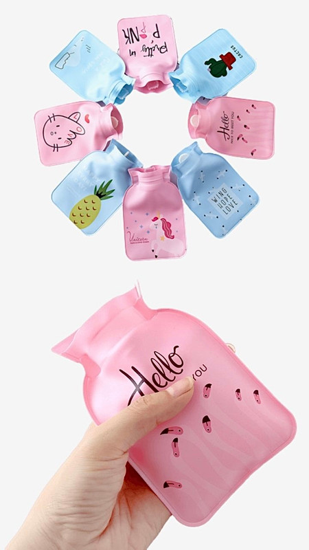 Traveler Midi Hot Water Bottle Household Cute Cartoon PVC Hotwater Warmer Screw Top Portable Pocket Hand Feet Warm Bottles Trending
