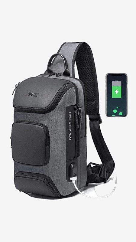 Anti-theft Crossbody Bag Waterproof USB Charging Ipad Mini Chest Pack Short Trip Messenger Sling Shoulder Chest Bags in Gray / Grey Black Trending