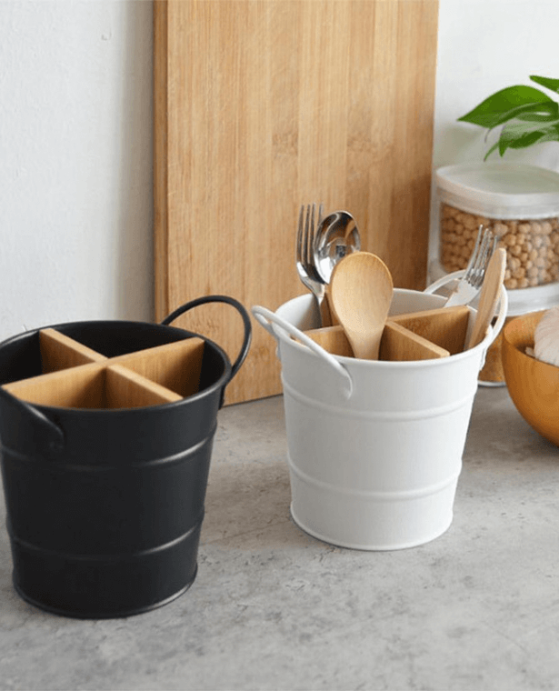 4-Grid Cutlery Organizer 4 Grids Chopstick Spoon Fork Cutlery Storage Rack Tableware Organizers Bucket Cosmetic Brush Storage Box Pen Holder Home Decor Racks & Holders Trending in Black White