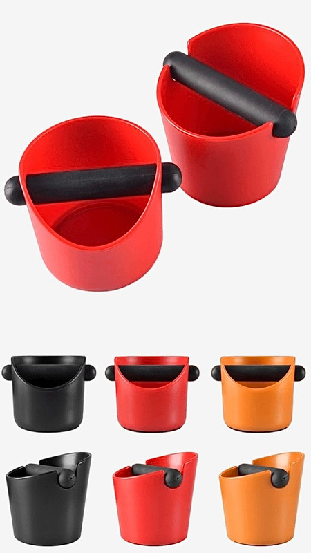 Barista Coffee Knock Box Shock Absorbent Espresso Knock Box for Barista Grind Anti slip Espresso Dump Bin Grinds Waste Bins Coffeeware Sets in Orange Red Black Trending