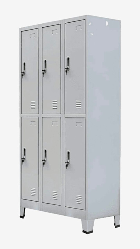 Stainless Steel Cabinet  Easy To Assemble Light Gray / Grey Wardrobe 90 X 45 X 180 Cm Large Space Storage Cabinet Stainless Steel 6 Separate Lockable Compartments Trending