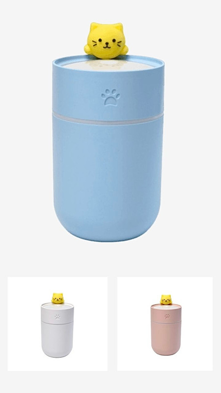 260ml Ultrasonic Cool Mist Aromatherapy Diffuser Cute Pet Ultrasonic Cool Mist Maker Aromatherapy Diffuser Soft Warm LED Night Light for Office Home Car Trending in Blue Pink White