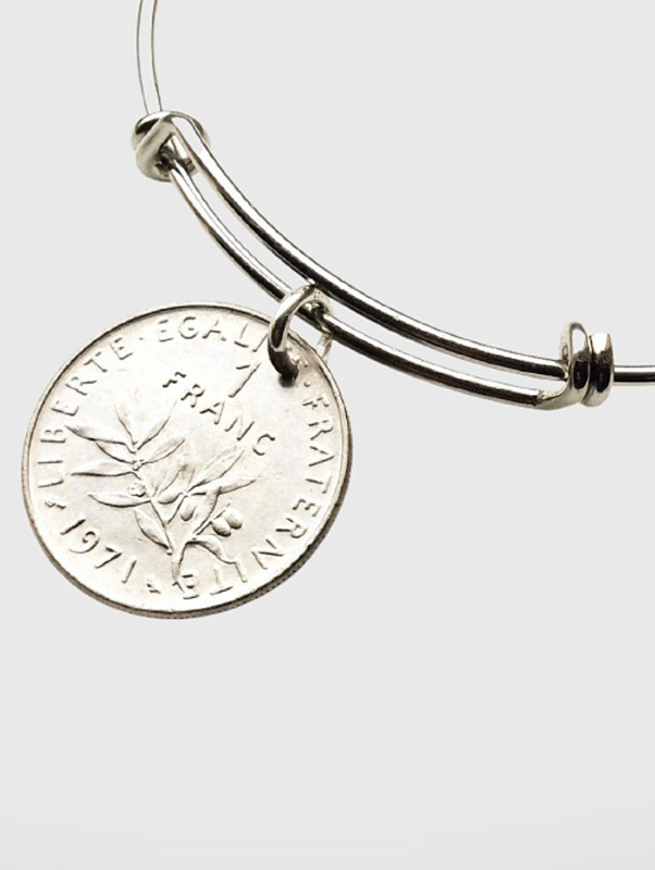 One Franc 1971 French Coin Bangle Trend