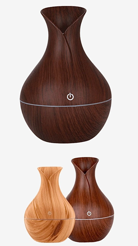 USB Wood Grain Essential Oil Diffuser Ultrasonic Humidifier Household Aroma Diffuser Aromatherapy Mist Maker with LED Humidifiers Trending in Light and Dark Grain Wood colors