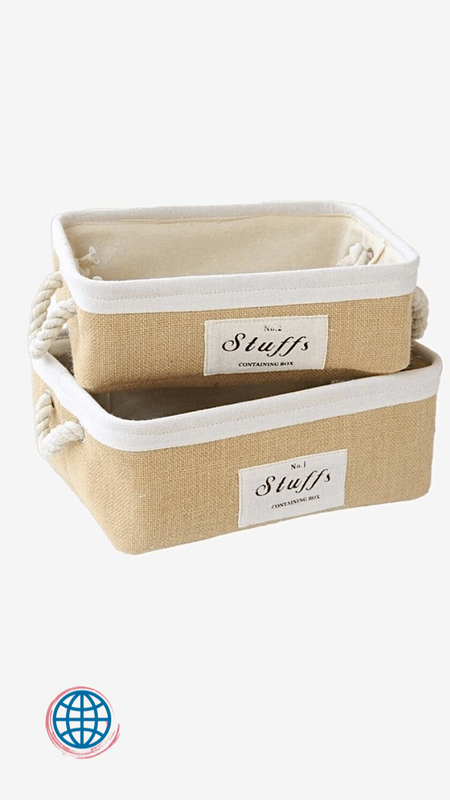 Jute Desk Storage Basket Box rectangle simplicity Organizer EVA Thicken Khaki Baskets Cosmetic Case Kids Toys Boxes Buckets Trending