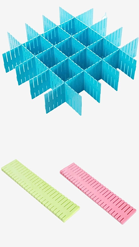 Drawer Partition Organizer 4-Piece DIY Drawers Divider Household Storage Partitions Board Organizer for Socks Underwear Boxes Bins Trending in Blue Green Pink