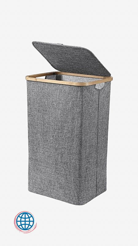 Tall Laundry Hamper with Lid Bamboo Dirty Clothes Basket with Handle Collapsible Gray / Grey Hampers for Clothing Organizing Baskets Trending