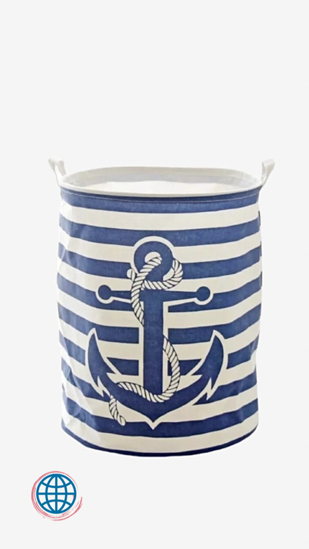 Waterproof Laundry Hamper Blue Stripe anchor folding Clothes White Storage Basket Home decoration barrel kids toy organizer Baskets Trending