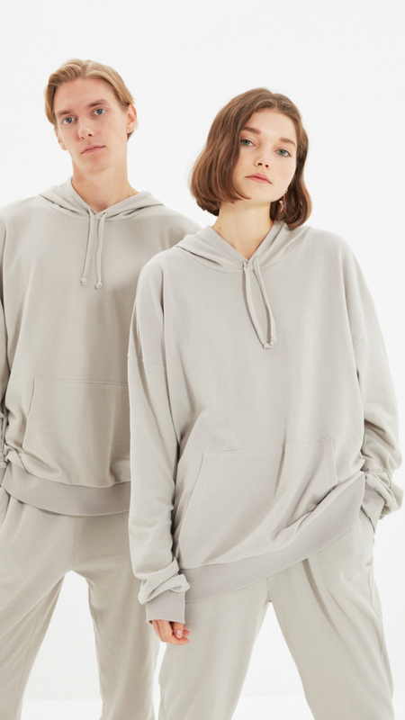 Oversize Hooded Knitted Sweatshirt Unisex Gender Neutral Gray / Grey Hoodies Sweatshirts for Men Women Trending