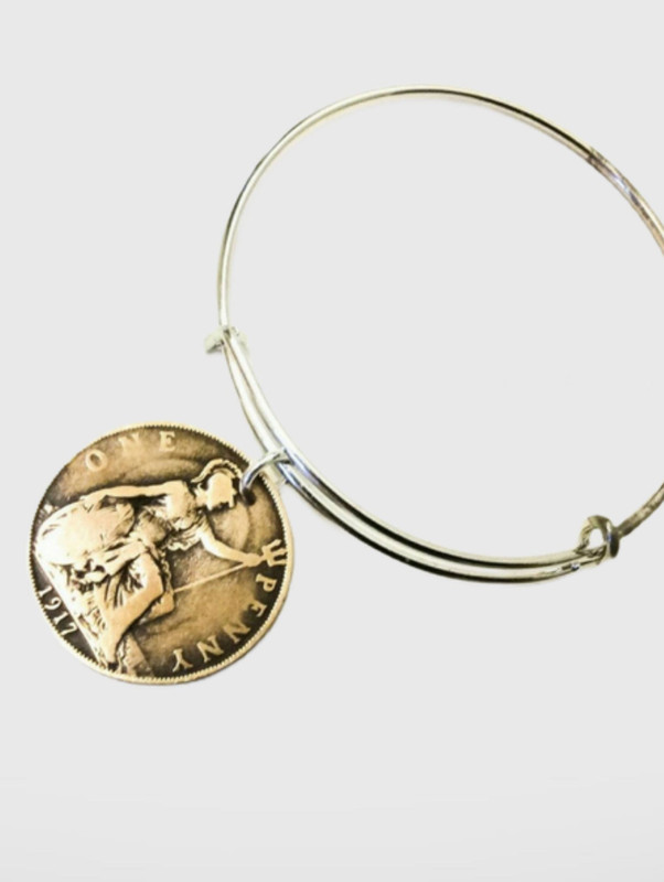1917 Queen Victoria One Penny British Coin Bangle Trend