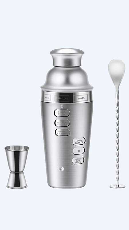 Cocktail Shaker Set 750ml Stainless Steel Silver Bar Tool Bartender Kit Strainer Cocktails Spoon Trending Bars Sets