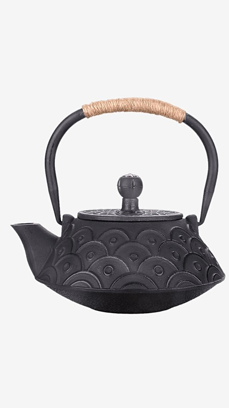 Japanese Cast Iron Fish Scale Teakettle 0.8L Handmade Black uncoated teaware teapots Chinese kungfu puer tea pot boiling water kettles Japan drinkware 0.8L Kettle Trending