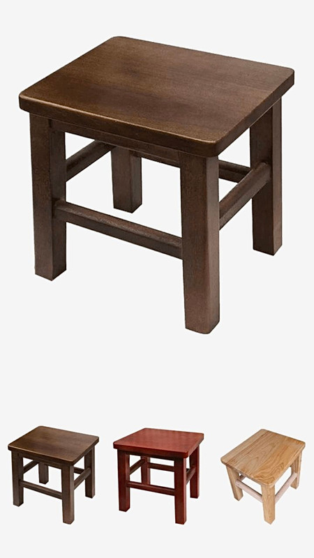 Solid Wood Stool Wooden Stools Solid Home Furniture Living Room Kids Adults Stable Bathroom Bedroom Step Ladder Non Slip With Foot Pad Entrance Stools Trending in Dark Light Red