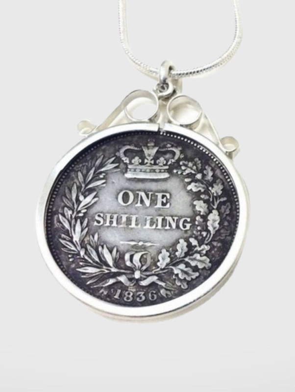 1836 One Shilling British Necklace, Coin, Coins, Coin Jewelry, Coin Jewellery, Jewelry, Jewellery