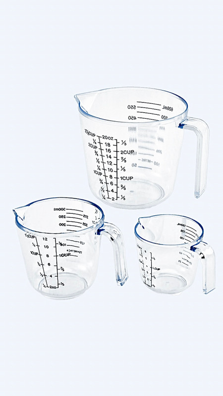 Measuring Cup 3-Piece Set 3Pcs Plastic Clear Measure Jug Cups Sets Home Kitchen Baking Flour Sugar Trending Water Cup Jugs with Scales