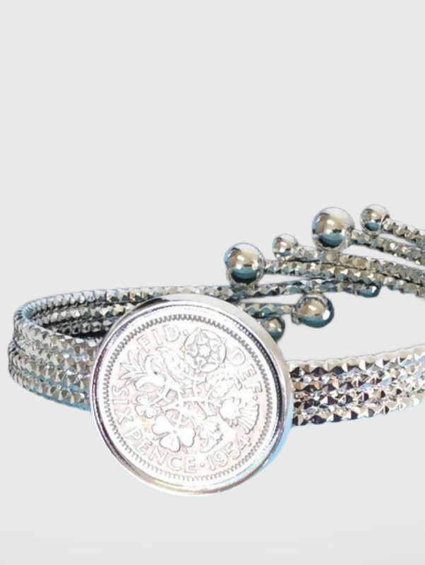 Comet Tail Lucky Sixpence British Coin Bracelet,  Coin, Coins, Bangle Jewelry, Bracelets Jewellery, England Select UK Royalty Coinage Birthday Anniversary gift Choose your year 1923, 1924, 1925, 1926, 1929, 1930, 1931, 1932, 1933, 1936, 1937, 1939, 1940, 1941, 1942, 1943, 1944, 1945, 1946, 1947, 1948, 1949, 1950, 1951, 1952, 1953, 1954, 1955, 1956, 1957, 1958, 1959, 1960, 1961, 1962, 1963, 1964, 1965, 1966, 1967 Bangles