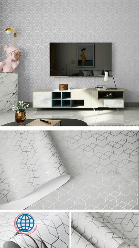 Luxury Geometric Wallpaper Roll Light Gray / Grey Wall Paper Modern Design Bedroom Living Room Background Trending Home Wall Decor