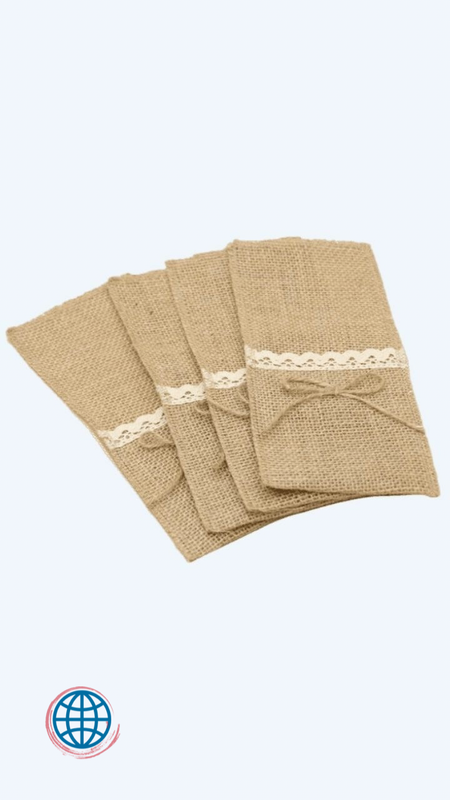 Burlap Flatware Pocket 200-Piece Wedding Table Silverware Holder Natural Jute Cutlery Pockets Fork Knife Bags Rustic Outdoor Function Decoration Party DIY Trending Silverware Pocket Decorations