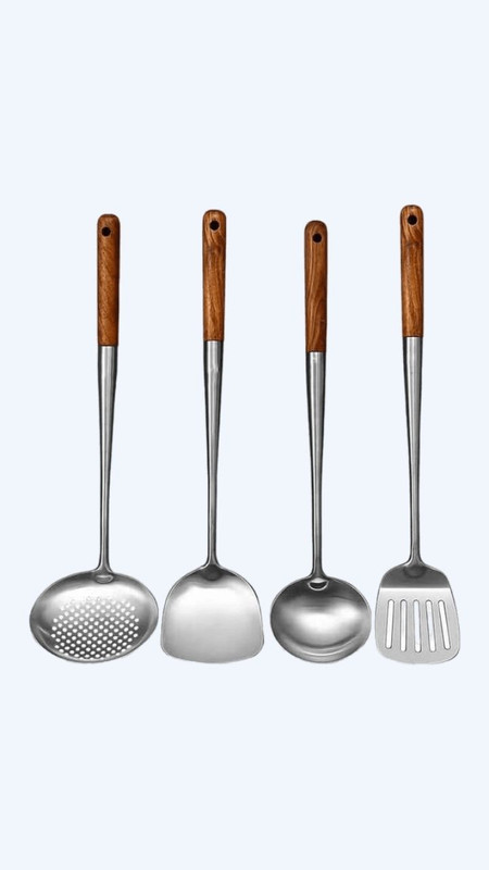Long Handle Spatula Stainless Steel Kitchen Utensils Slotted Turner Rice Spoon Ladle Drainer Skimmer Trending Cooking Tools Ladles Utensil Set