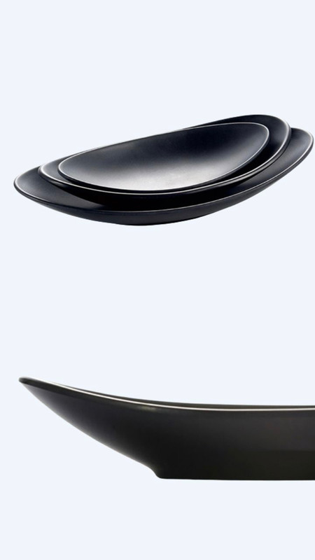 Japanese Oval Melamine Dish Outdoor Entertaining Camping Food Plate Dishes Kitchen Tray Tableware Fruits Candy Nuts Snacks Black Plates Trending Japan Storage Trays