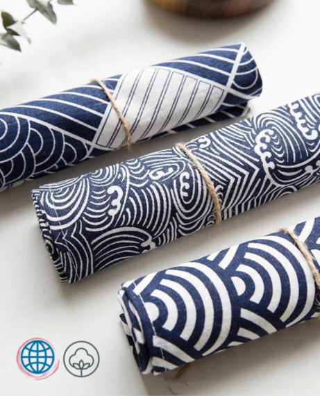 Furoshiki Wrap Cloth 2-Piece 2Pcs Napkin Handkerchief Square Tea Towels Hand Sushi Home Lunch Serviette Japanese Souvenir Gift Wrapping Gifting Wrap Trending Japan Traditional Cloth Deign DIY Craft Bento Bag Crafts Wrapper Souvenirs Designs