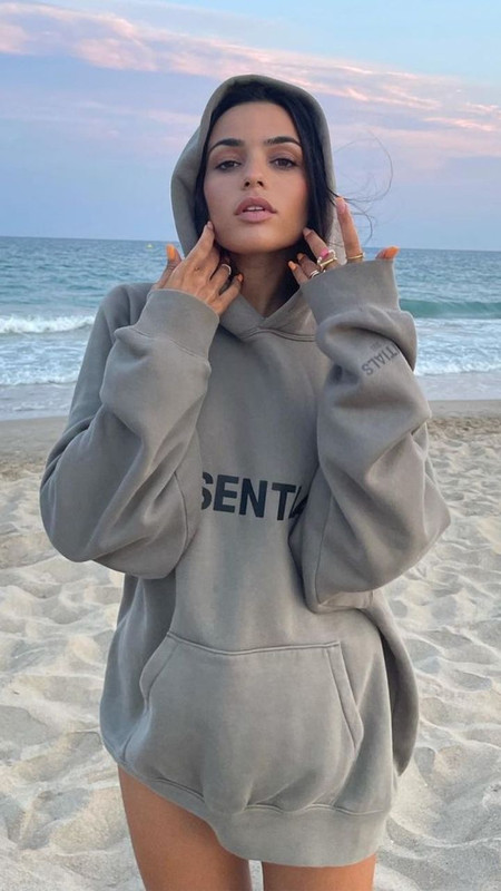 Essentials Hooded Sweatshirt Printing Letter Women's Solid Gray / Grey Hood Sweatshirts Loose Fashion Hoodies for Girls Trending Streetwear Woman Clothing