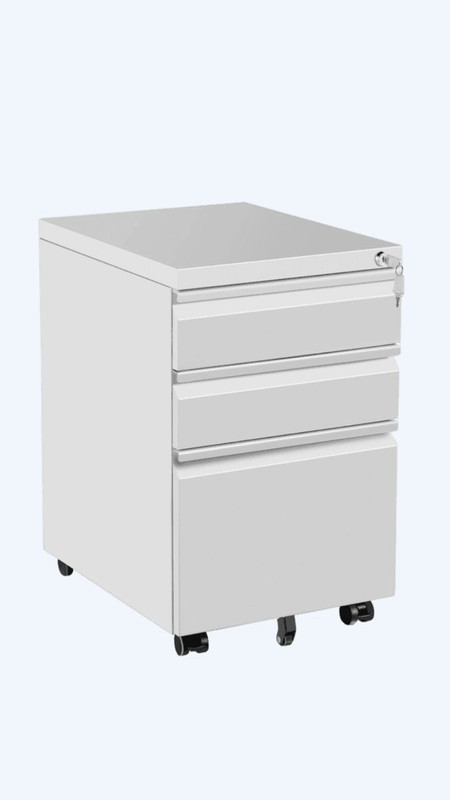 3 Drawer Filing Cabinet White with Lock SPCC for School Hospital Stationery Magazine Trending Office Study Room Storage