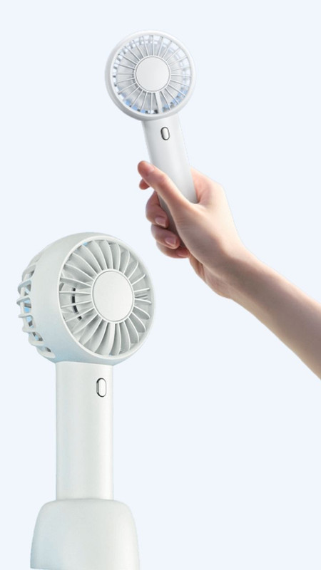 3-Speed Mini Handheld Fan USB Rechargeable Midi Portable Cooling Hand Fans 3 Speed Adjustment Powerful Dual Motor with Base Outdoor Getaway Vacation Holiday Travel Trending in White Green Pink