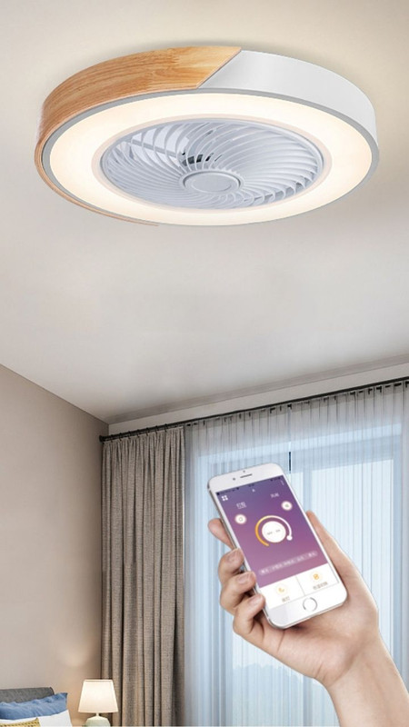 Ceiling Lamp & Fan Home decoration, 50cm silent Intelligent invisible fans Trending in Black Gray / Grey White Pink Blue Green Yellow Natural Wood