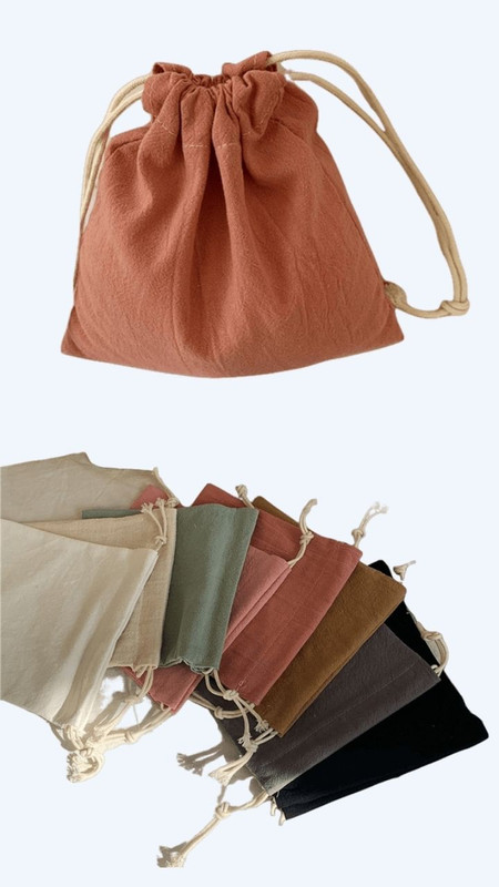 Pleated Cotton Drawstring Pouch Japanese Rice Grain Serveware Food Storage Packaging Gift Bag Jewelry Organizer Christmas Trending Japan Bags