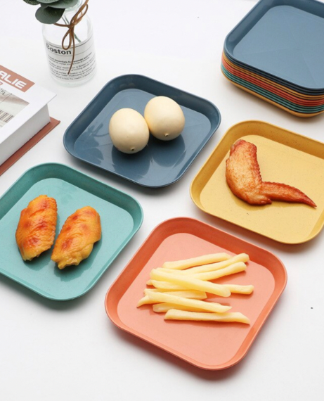 Wheat Straw Spit Bone Dish Creative Household Spitting Bone-spit Plate Tableware Household Small Bones Bowl Garbage Anti-drop Dining Dinnerware Outdoor Entertaining Barbecue Plates Picnic Camping BBQ Square Dishes Trending in Green Blue Pink Orange Beige Gray / Grey Yellow Turquoise