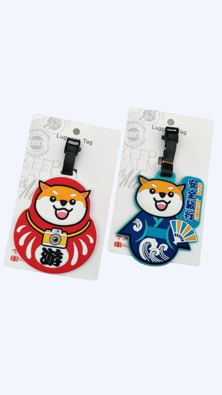 Shiba Inu Luggage Tag Japanese Kawaii Dog Anime Getaway Vacation Holiday Japanese Travel Accessories Luggage Tags Suitcase ID Address Baggage Labels Gifts Trending In Blue Red