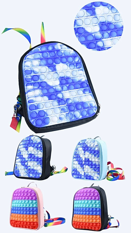 Pop Silicone Push Bubble Backpack Student Bag Sensory Anti-stress Pops Boy Boy Girl Backpacks Children Relax Fidget Kids School Bags Toys Trending in Rainbow Multicolor Blue Pink Black