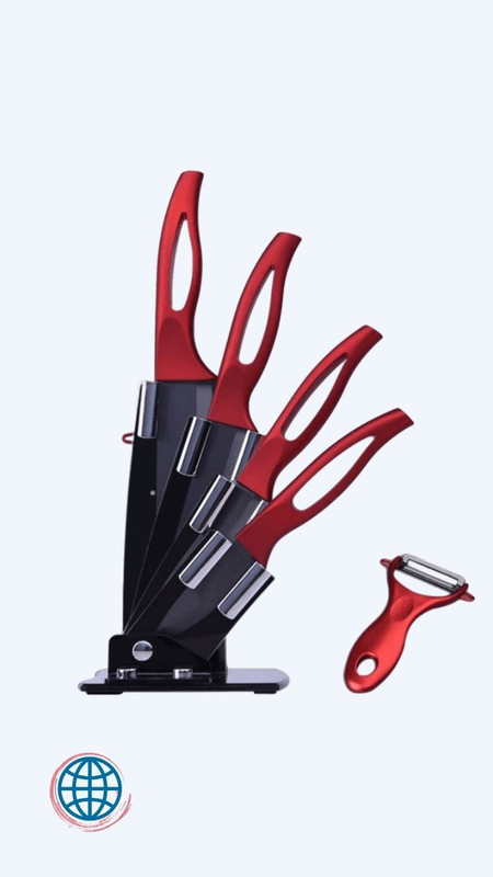 Ceramic Knife Set 6" 5" 4" 3" inch Red Color Handle Peeler Fruit Vegetable Knives kitchen zirconia Black ceramics Trending knives