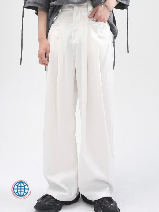 Button Fly Loose Pants Men's Wear Solid Color Slim Casual Loose Baggy Fit All-match Simple Korean Trousers Korea Streetwear For Man Trending in White
