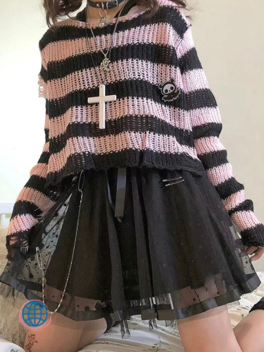 High Rise Harajuku Midi Skirt Women’s Japanese Kawaii Bow Punk Gothic Empire Waist Lace Black Dot Trending Japan Mini Lolita Cake Skirts Girls for Woman
