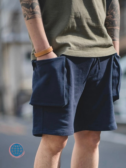 Cargo Joggers Shorts Men’s Loose Solid Navy Blue P44 Military Work Cotton Bigger Pocket Tactical Short Pants Casual Trending Man Clothing