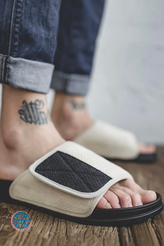 Outdoor Beach Shoes  Men's Velcro Tape White Slippers Flip Flops Trending Footwear for Man