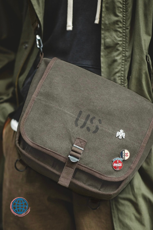 Waxed Canvas Messenger Bag Men’s Women’s Travel Khaki Army Green School Work Tools Vintage Crossbody Backpacks  M1936 US military Bags Trending For Man Woman