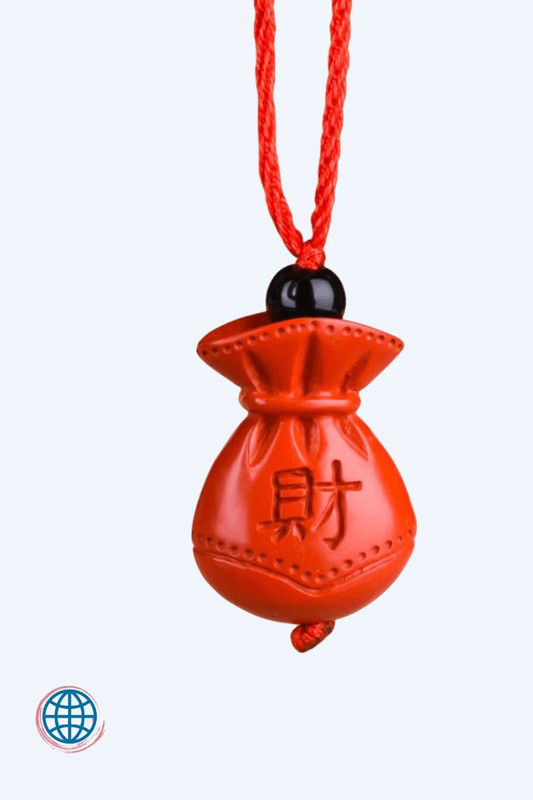 Cinnabar Fortune Bag Necklace Pendant  Chinese Jewellery Natural Red Organic Hand-carved Charm Jewellery Fashion Lucky Amulet China Necklaces Trending Jewelry Pendants Gifts
