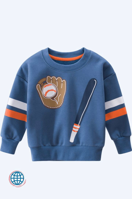 Toddler Baseball Crewneck Sweatshirt Winter Spring Children's sports boy Clothes blue cartoon Toddlers Boys Long Sleeve Sport Sweatshirts Trending Tops