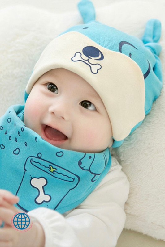 2-Piece Hat + Bib-Scarf Set  2pcs Baby Boy Girl Cute Hats Bibs Suit 0-12 Months Infant Toddler Cotton Elastic Cartoon Bib Headscarf Girls Boys Trending Clothing
