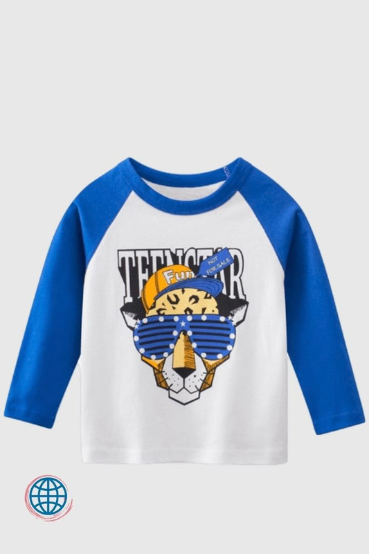 Kids Patch Crewneck T-Shirt Baby Clothes Toddler Children Boys Girls White Blue Cotton O-Neck Cartoon Lion Long Sleeve T-shirts Boy Girl Tops Kids Teenstar Letter Print Tee For 2-9 years Trending Boy Girl Toddlers Kid