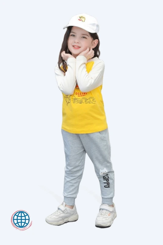 Kids Cotton Sweatpants  Girls Cute Sport Pants Sweet Cartoon Happy Letter Print Lovely Loose Fit Drawstring Kid Girl Sports Sweatpant Trousers Trending in Gray / Grey