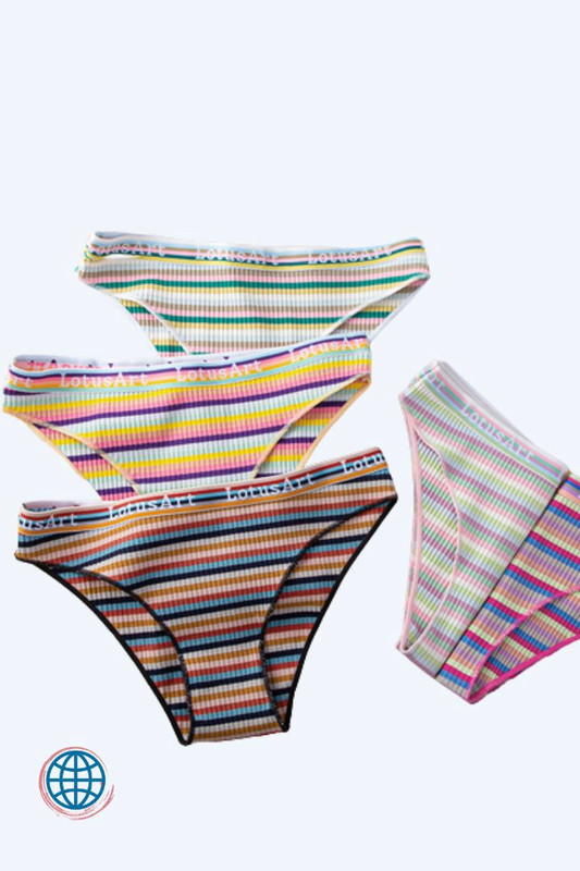 Low-Rise Cotton Breathe Undies (3-Pack) Women’s Seamless Panties for Female M-XL Underwear Panty Sexy Colorful Striped Lingerie Letter Waist Brief Briefs for Woman Trending in Black Green Pink White Yellow