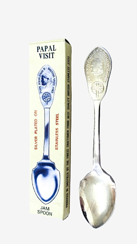 Religion religious Classic Papal Souvenir Pope John Paul ll Preserve Jam Spoon 1982 UK Visit  Vintage Originals Religious Artifacts Memorabilia