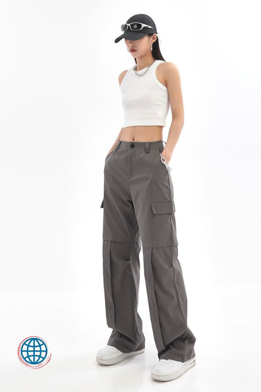 Wide Leg High-Rise Cargo Pants Women’s Vintage High Rise Waist Gray / Grey Baggy Mopping Street Casual Straight Pants Trousers Trending for Woman