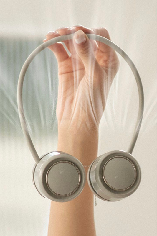 Mini Neck Fan    Portable USB Rechargeable Mute Sports Neckfans For Outdoor Sport Activewear Sportswear Ventilator Cooling in Khaki